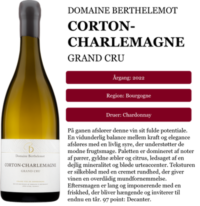 Domaine Berthelemot Corton-Charlemagne Grand Cru Blanc 2022 (3 flasker)